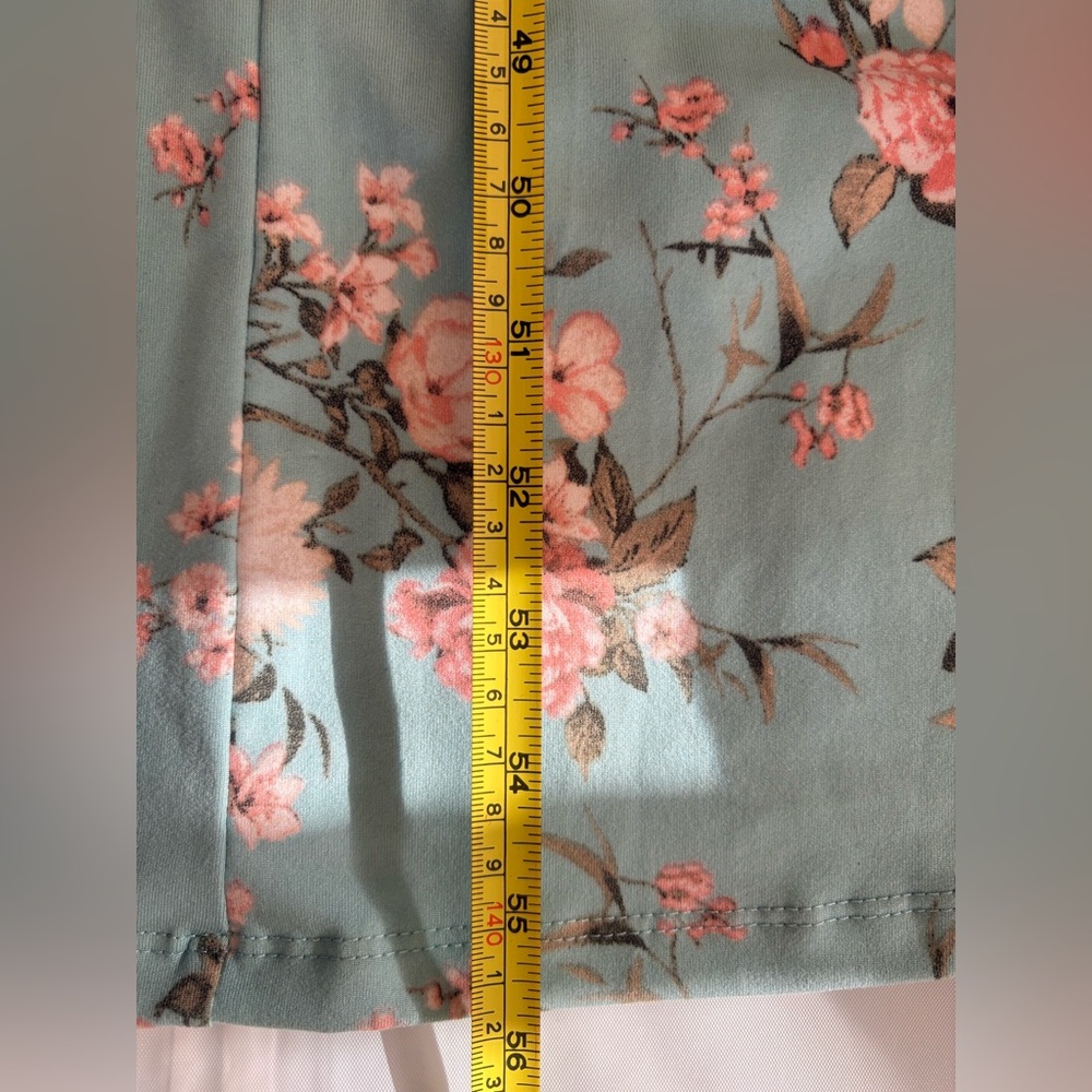 Ilya Long Maxi Dress Mint w/ Floral pattern Short sleeve Faux Wrap Soft Size 1X - Picture 11 of 11